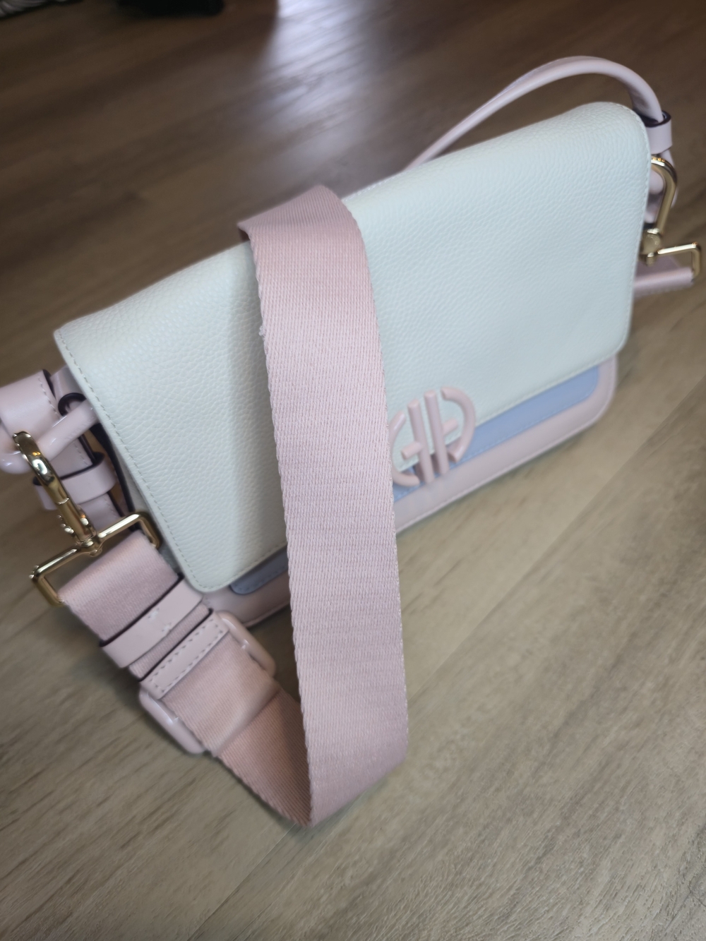 Cole Haan Pastel Pink and Light Blue Leather Crossbody